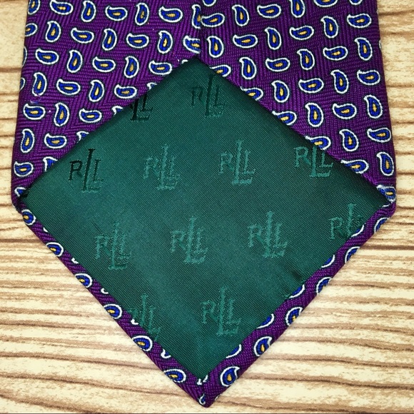 ✨Lauren Ralph Lauren Men’s Purple Paisley Silk Tie - Picture 2 of 7